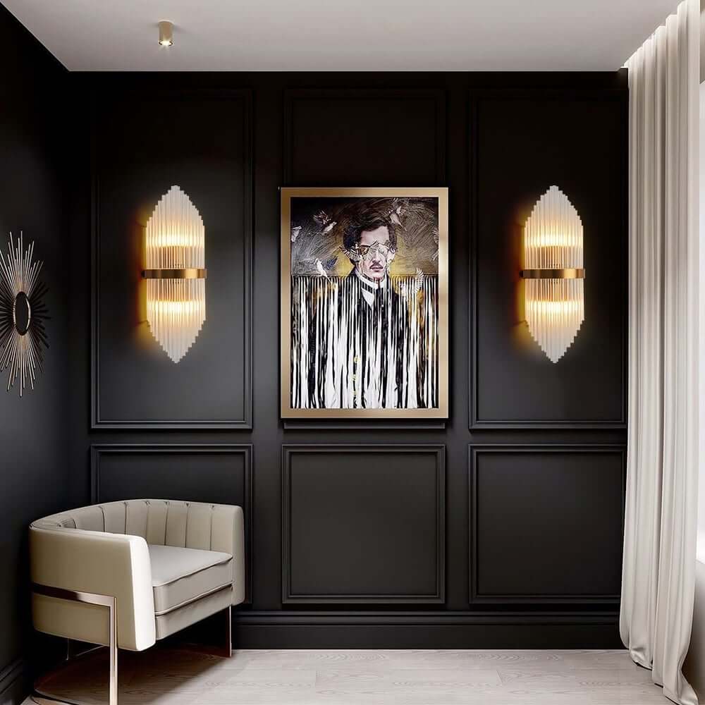 Modern Clear Glass Flush Mount Wall Light Sconce - 2 Bulb