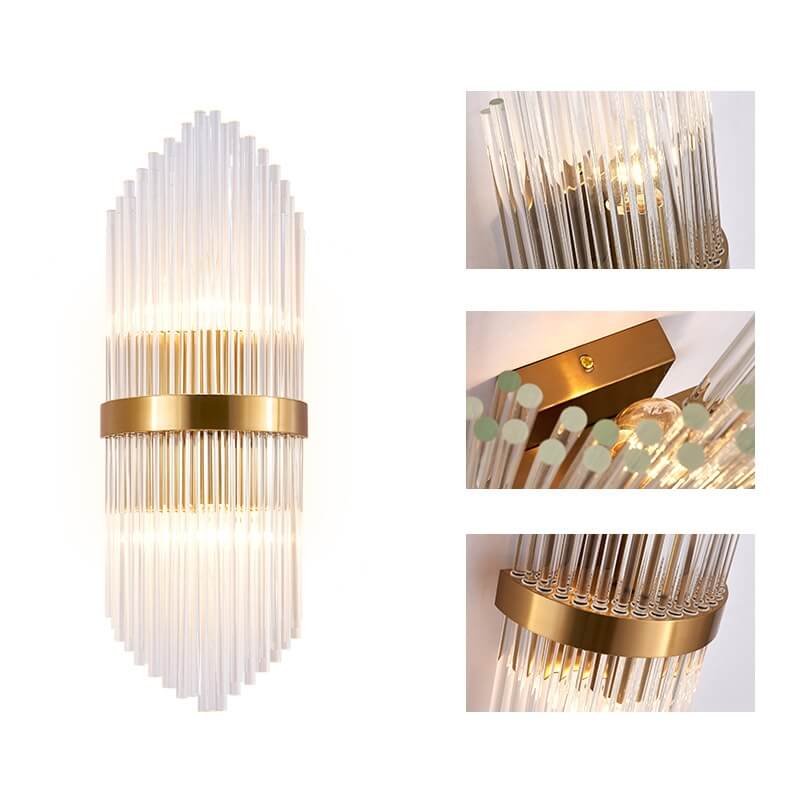 Modern Clear Glass Flush Mount Wall Light Sconce - 2 Bulb