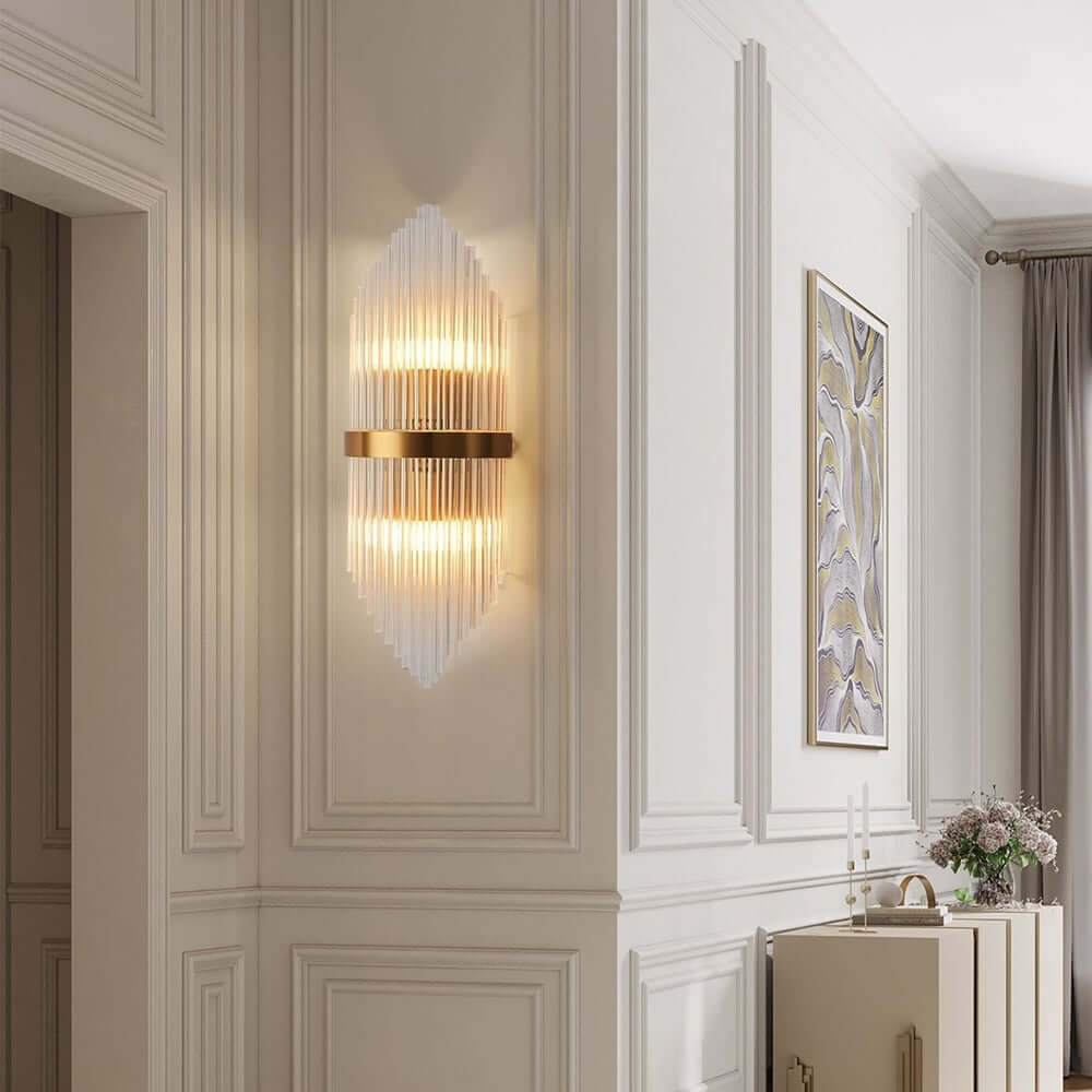 Modern Clear Glass Flush Mount Wall Light Sconce - 2 Bulb