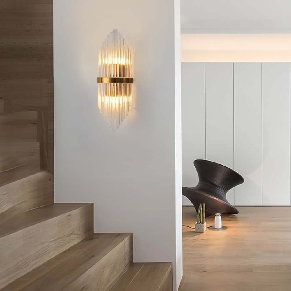 Modern Clear Glass Flush Mount Wall Light Sconce - 2 Bulb