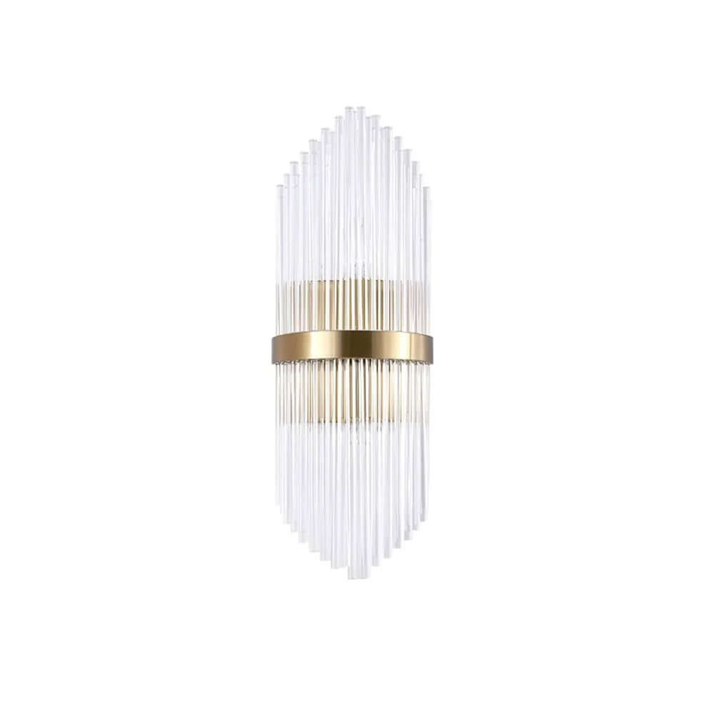Modern Clear Glass Flush Mount Wall Light Sconce - 2 Bulb