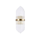 Modern Clear Glass Flush Mount Wall Light Sconce - 2 Bulb