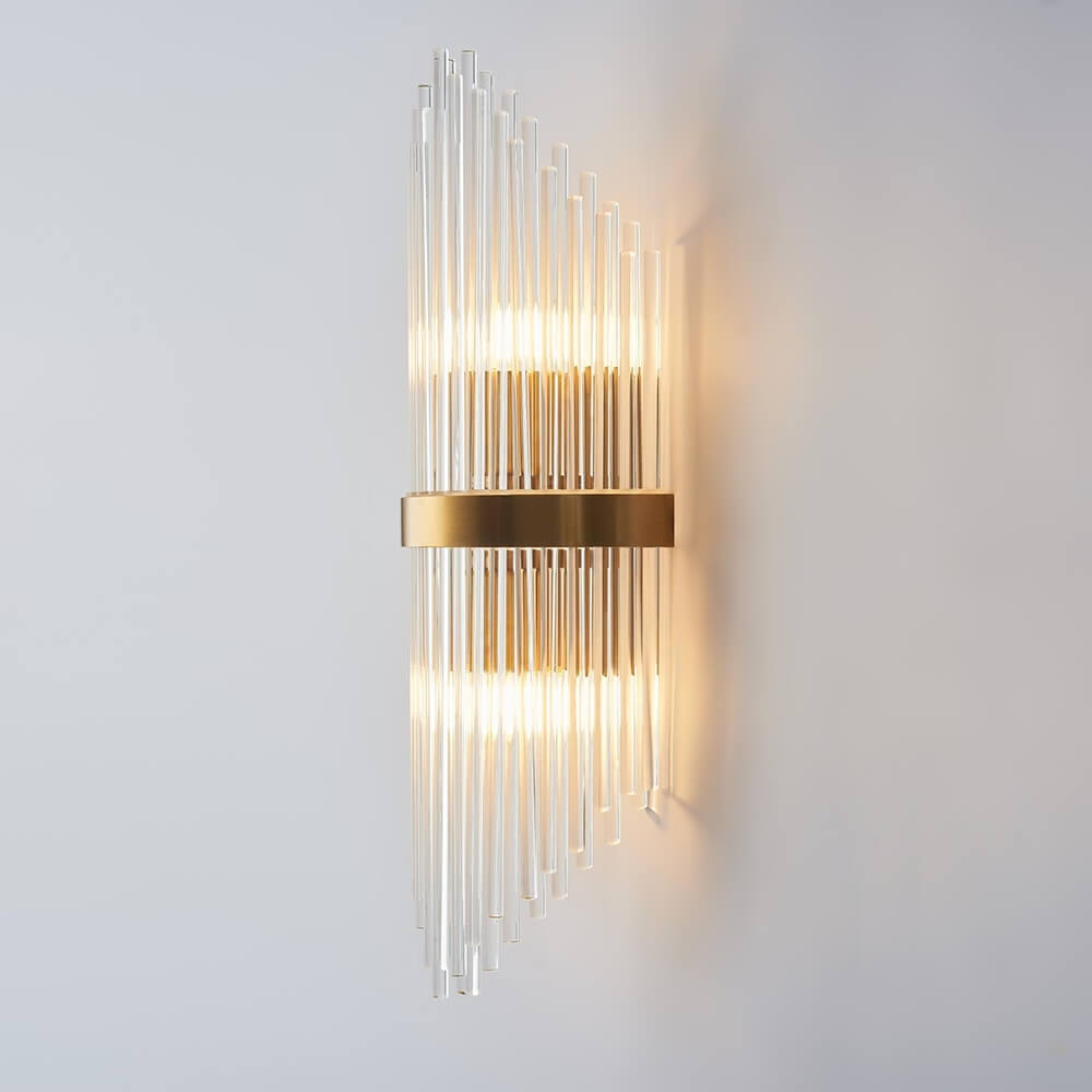 Modern Clear Glass Flush Mount Wall Light Sconce - 2 Bulb