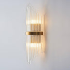 Modern Clear Glass Flush Mount Wall Light Sconce - 2 Bulb