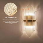Modern Clear Glass Flush Mount Wall Light Sconce - 2 Bulb
