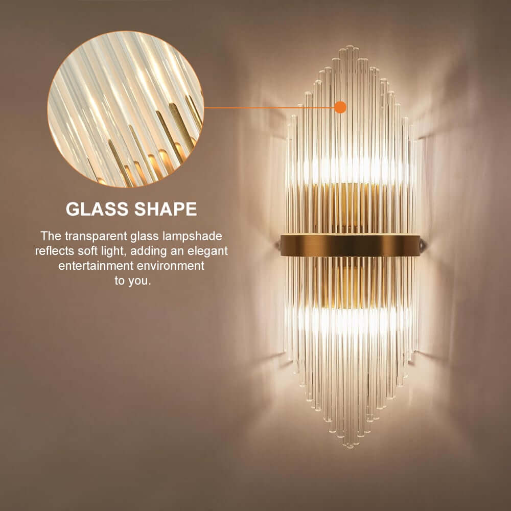 Modern Clear Glass Flush Mount Wall Light Sconce - 2 Bulb