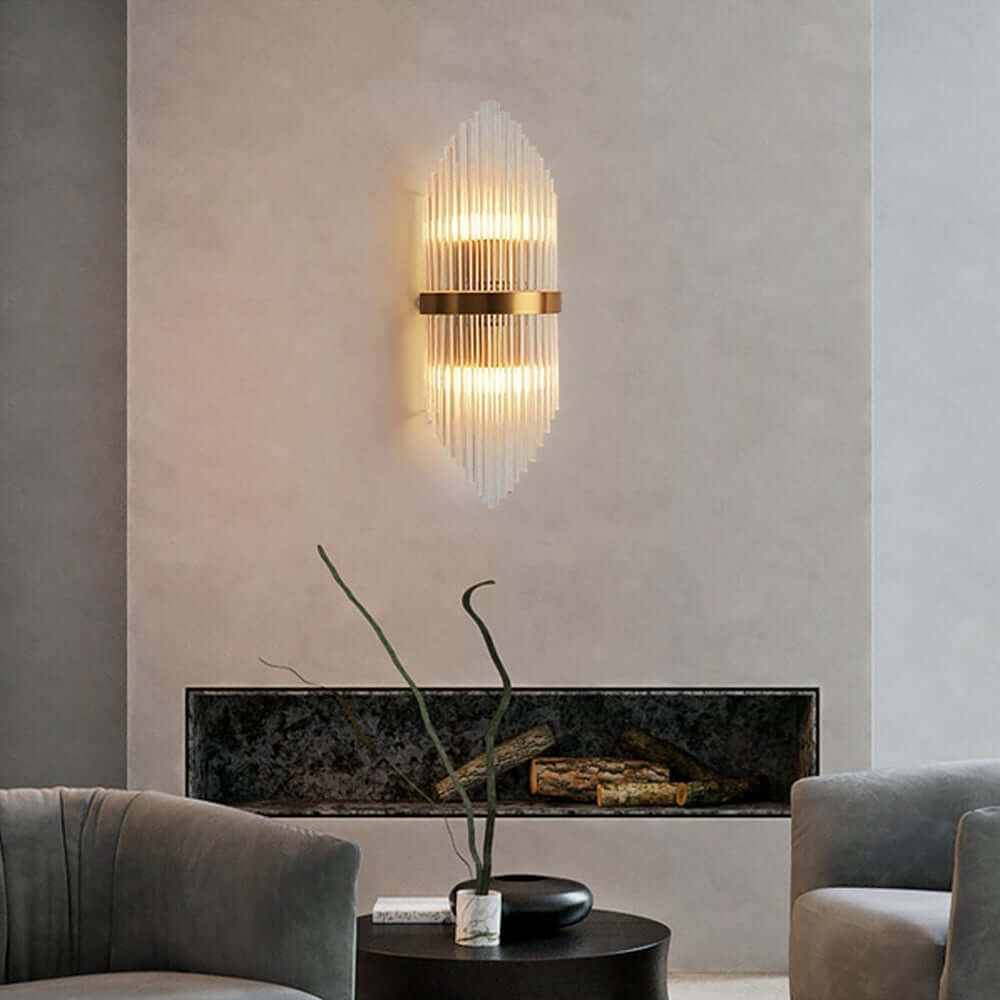 Modern Clear Glass Flush Mount Wall Light Sconce - 2 Bulb