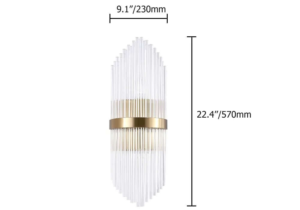 Modern Clear Glass Flush Mount Wall Light Sconce - 2 Bulb Dimensions