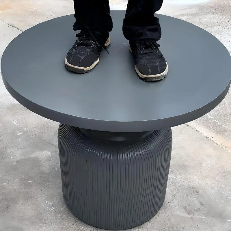 Modern Concrete Round Outdoor Coffee Table – Waterproof & Non-Extendable