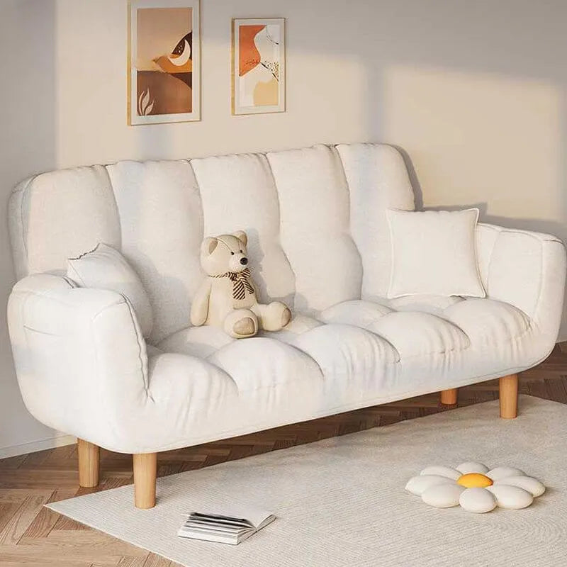 Modern Cotton-Linen Sleeper Sofa with Biscuit Back & Storage