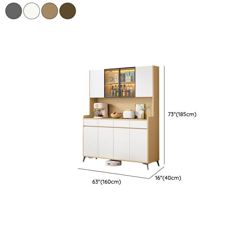 Modern Cream Gray Wood Sideboard/Credenza with Open Storage and Lighting Dimensions