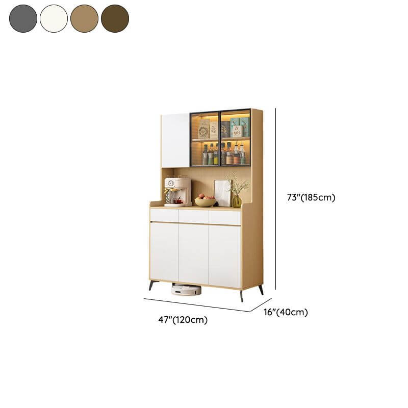 Modern Cream Gray Wood Sideboard/Credenza with Open Storage and Lighting Dimensions