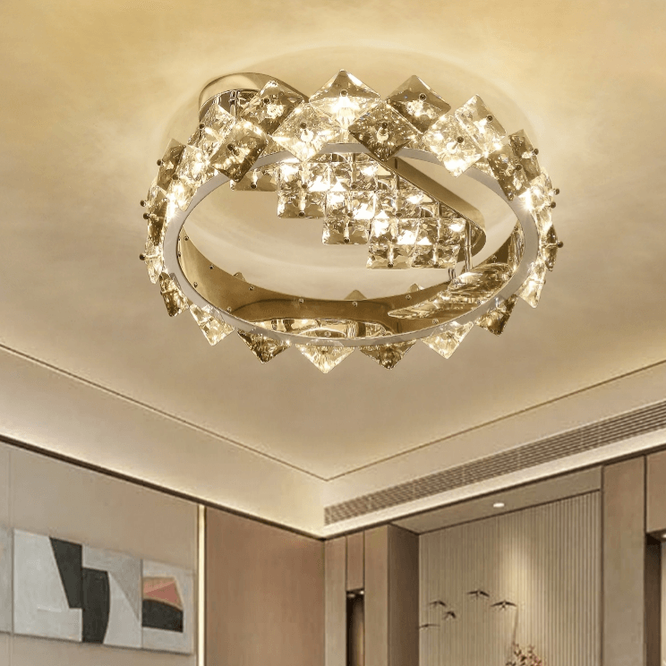 Modern Crystal Flush Mount Ceiling Light with Silver Chrome Finish Secondary image