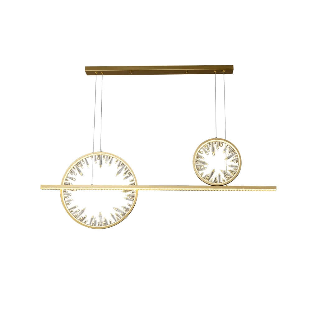 Modern Crystal Linear Pendant Light with Adjustable Height and Gold Finish