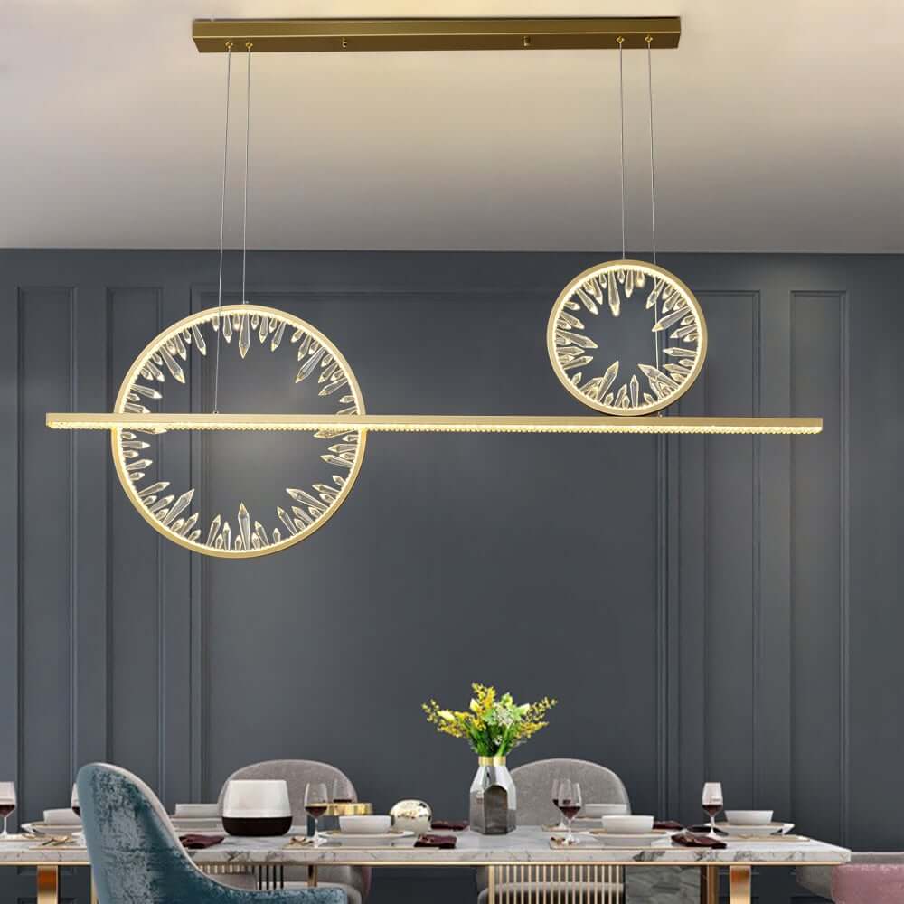 Modern Crystal Linear Pendant Light with Adjustable Height and Gold Finish Secondary image