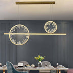 Modern Crystal Linear Pendant Light with Adjustable Height and Gold Finish