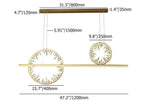 Modern Crystal Linear Pendant Light with Adjustable Height and Gold Finish Dimensions