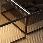 Modern Double-Layer Nesting Coffee Tables with Glass Top and Metal Frame