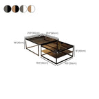 Modern Double-Layer Nesting Coffee Tables with Glass Top and Metal Frame Dimensions