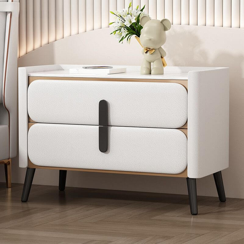 Modern Drawer Storage with Stone Top and Wood Frame