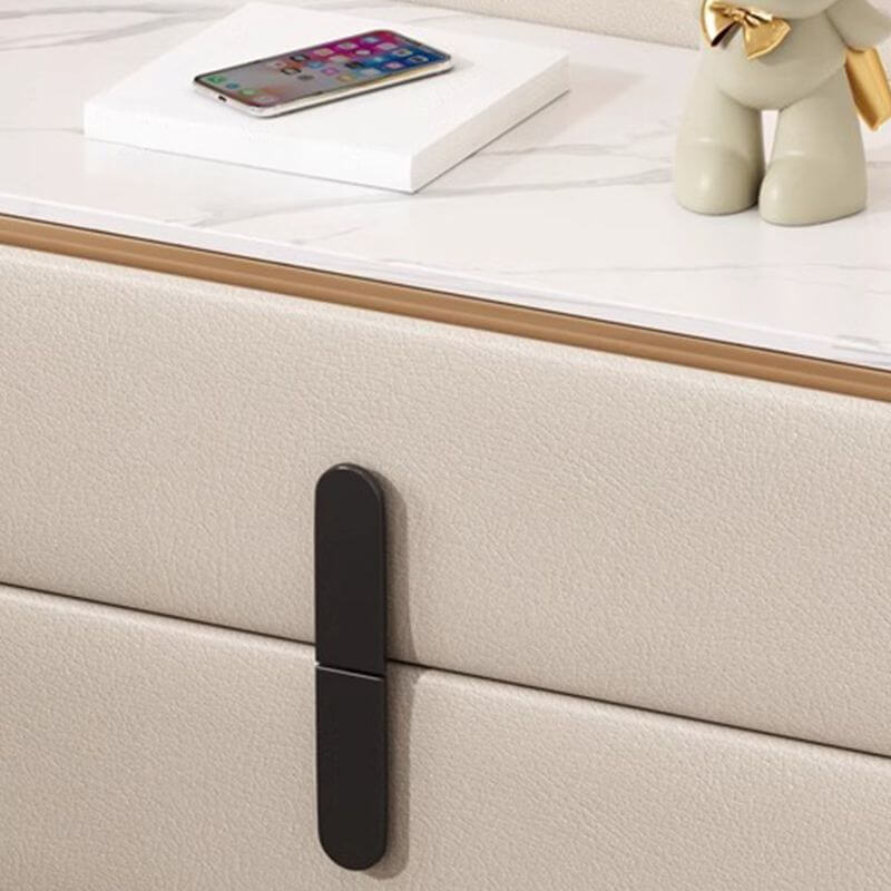 Modern Drawer Storage with Stone Top and Wood Frame