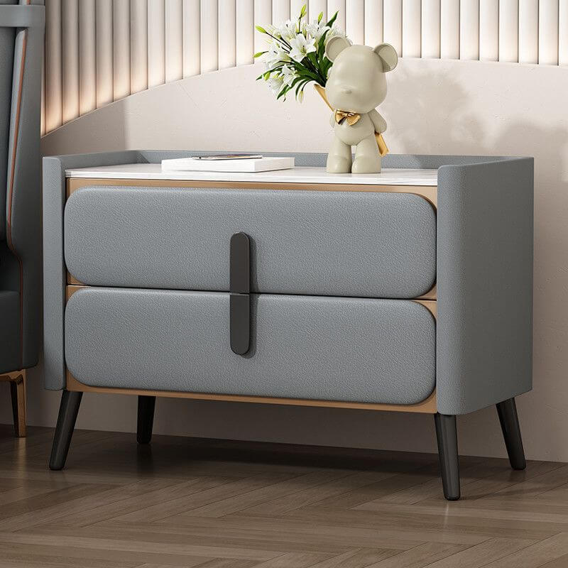 Modern Drawer Storage with Stone Top and Wood Frame