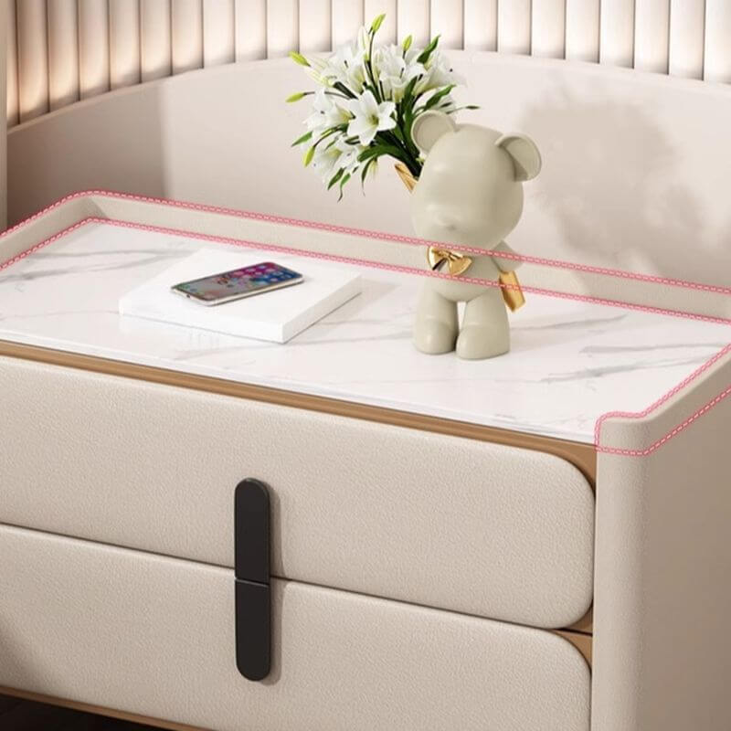 Modern Drawer Storage with Stone Top and Wood Frame