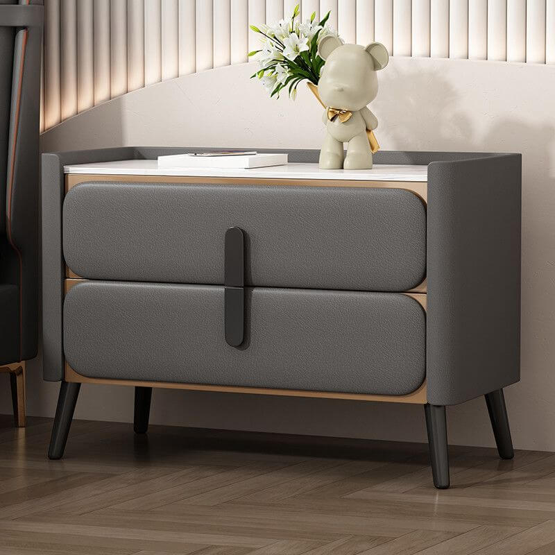 Modern Drawer Storage with Stone Top and Wood Frame