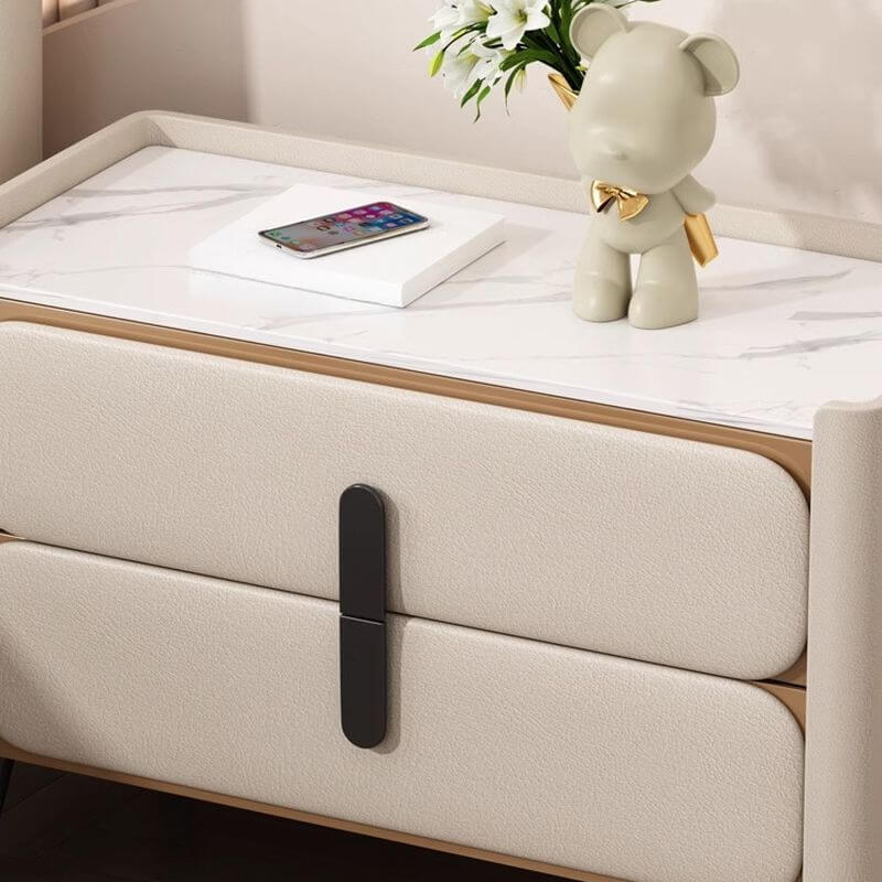 Modern Drawer Storage with Stone Top and Wood Frame