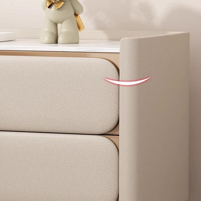 Modern Drawer Storage with Stone Top and Wood Frame