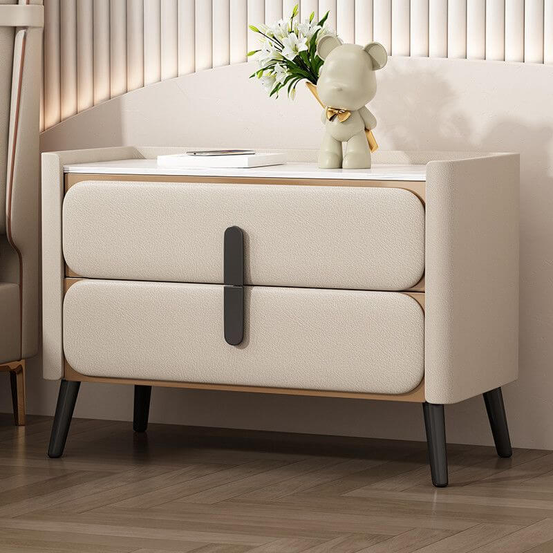 Modern Drawer Storage with Stone Top and Wood Frame