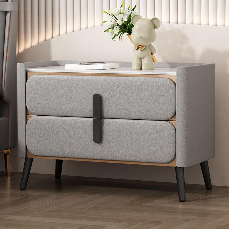 Modern Drawer Storage with Stone Top and Wood Frame