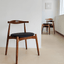 Modern Elbow Dining Chair Set, Ash Wood & Leather, 2 Pack Main Product Image