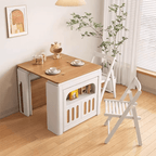 Modern Extendable Dining Table with Storage Cabinet