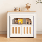 Modern Extendable Dining Table with Storage Cabinet