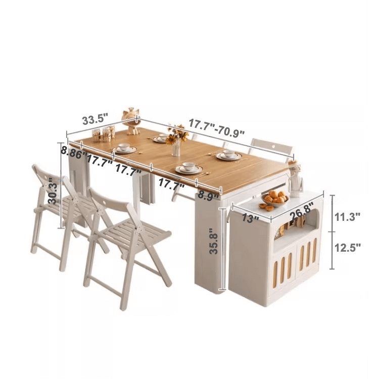 Modern Extendable Dining Table with Storage Cabinet Dimensions