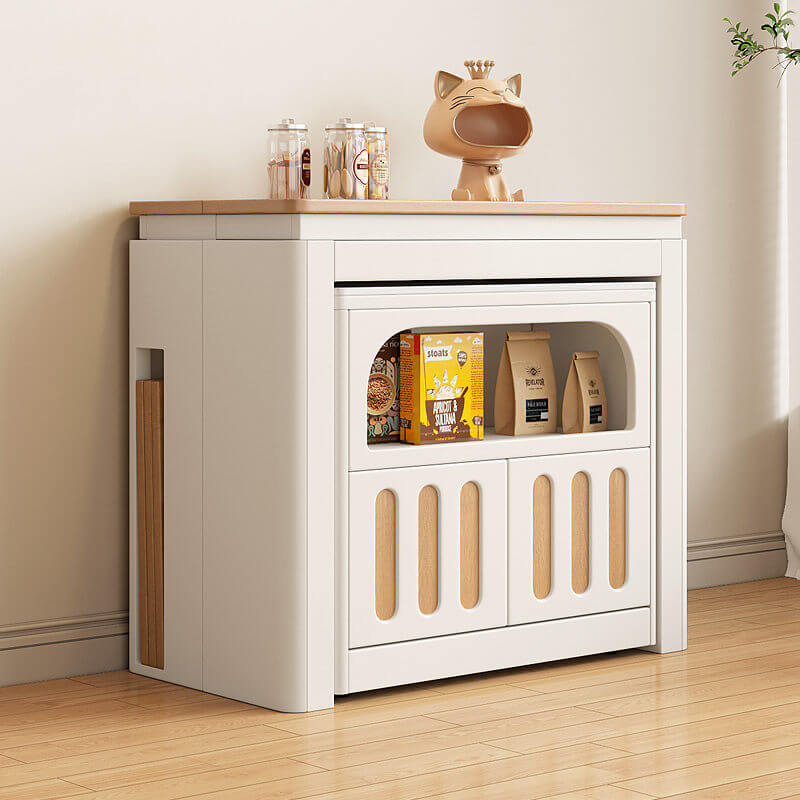 Modern Extendable Dining Table with Storage Cabinet Main Product Image Main image