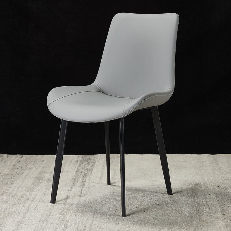 Modern Faux Leather Armless Side Chair with Curved Back
