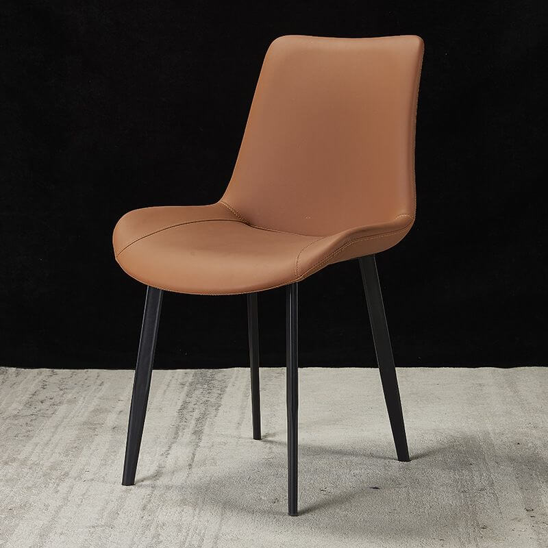 Modern Faux Leather Armless Side Chair with Curved Back