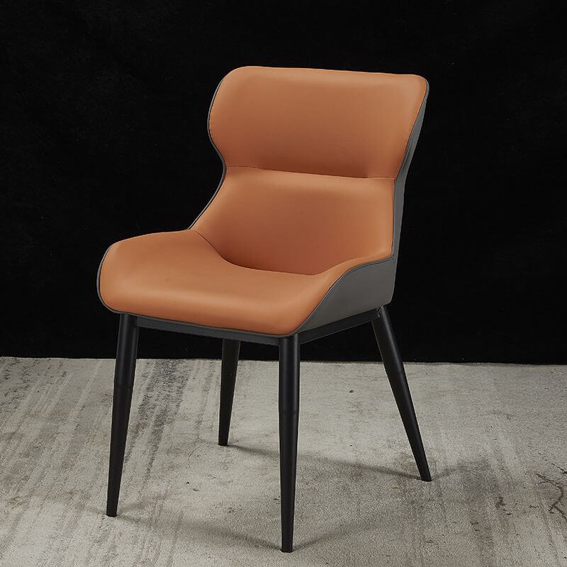 Modern Faux Leather Armless Side Chair with Curved Back