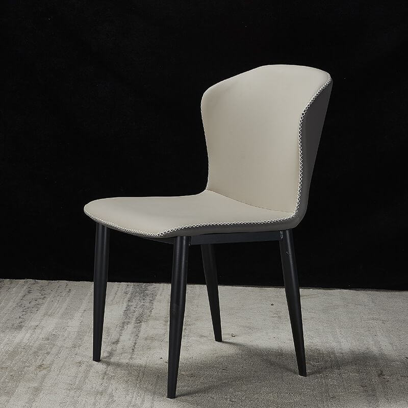 Modern Faux Leather Armless Side Chair with Curved Back