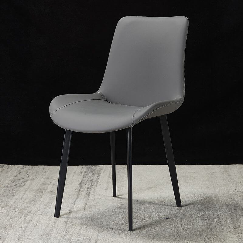 Modern Faux Leather Armless Side Chair with Curved Back