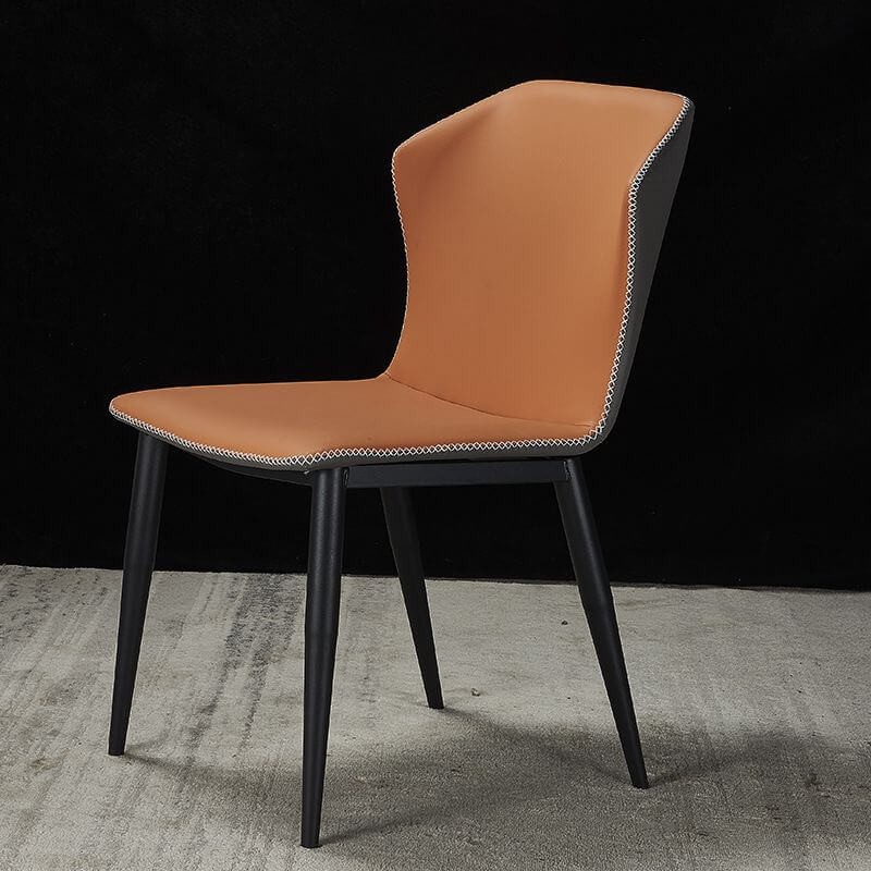 Modern Faux Leather Armless Side Chair with Curved Back