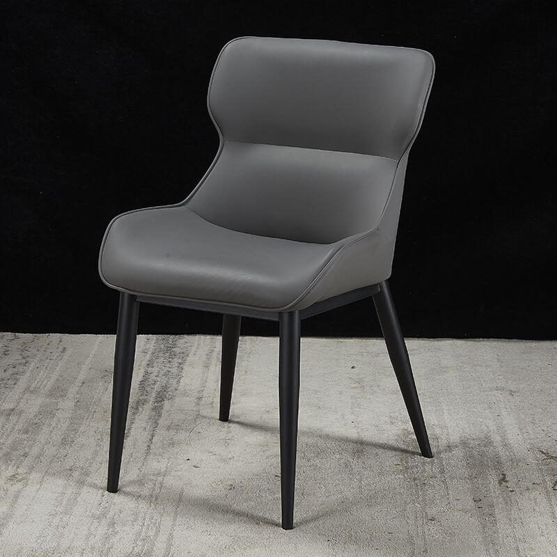 Modern Faux Leather Armless Side Chair with Curved Back