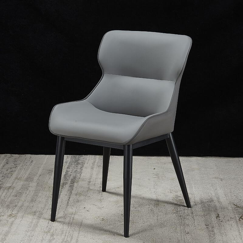 Modern Faux Leather Armless Side Chair with Curved Back