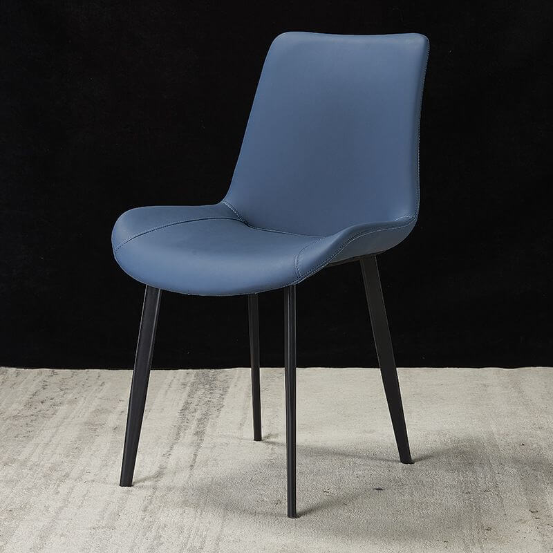 Modern Faux Leather Armless Side Chair with Curved Back