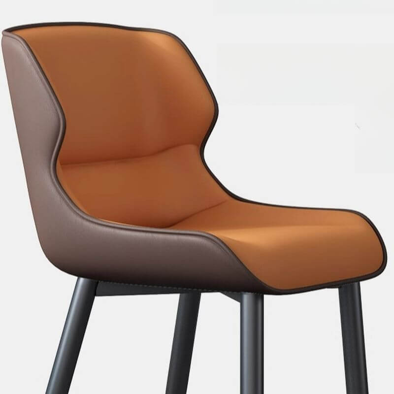 Modern Faux Leather Armless Side Chair with Curved Back