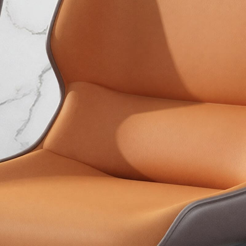 Modern Faux Leather Armless Side Chair with Curved Back