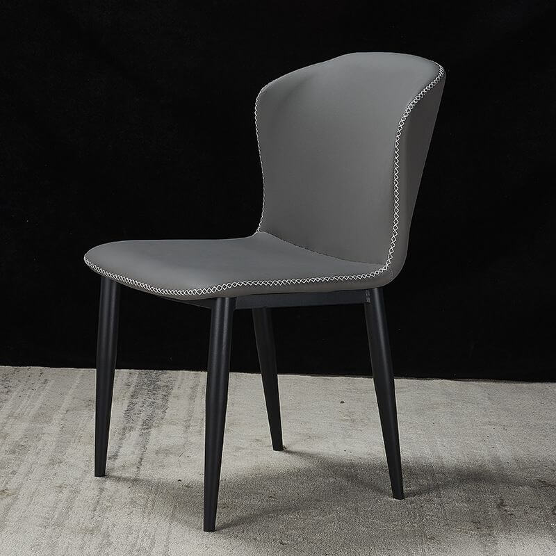 Modern Faux Leather Armless Side Chair with Curved Back