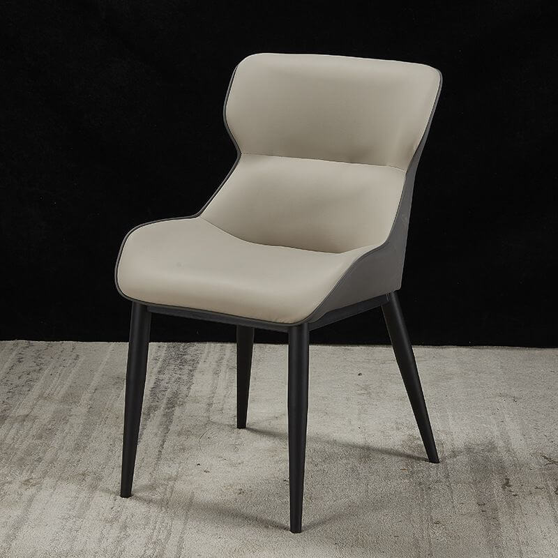 Modern Faux Leather Armless Side Chair with Curved Back